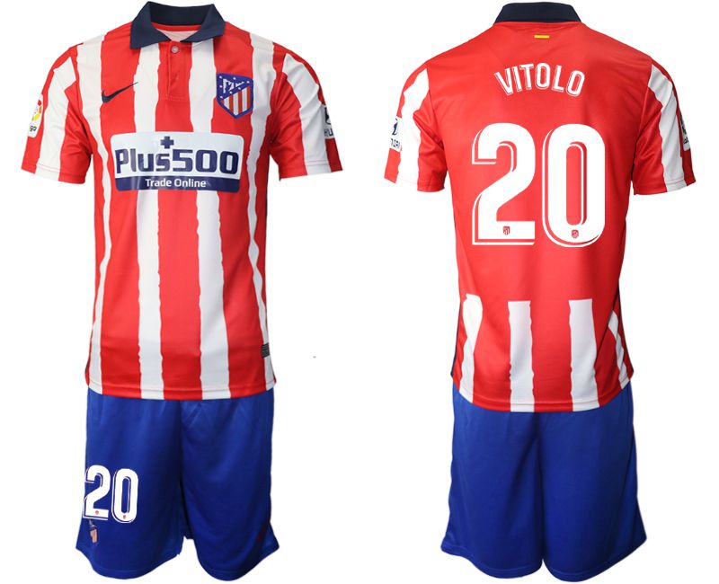 Men 2020-2021 club Atletico Madrid home #20 red Soccer Jerseys